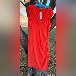 108. Lauren Ralph Lauren Vibrant Red Orange Asymmetrical Dress